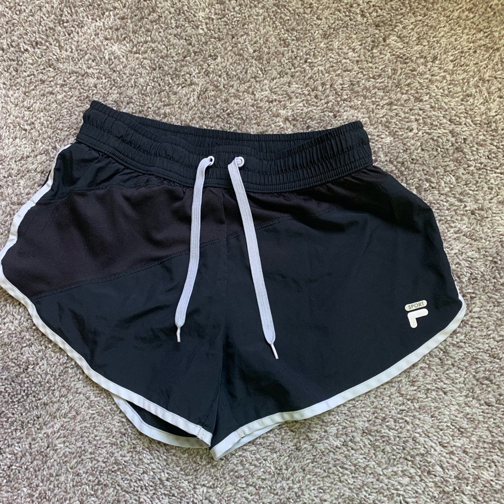 Fila Women's Black and White Running Shorts